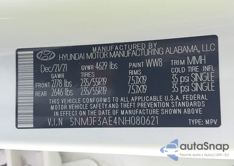 2022 Hyundai Tucson Sel from USA, damaged, VIN 5NMJF3AE4NH080621